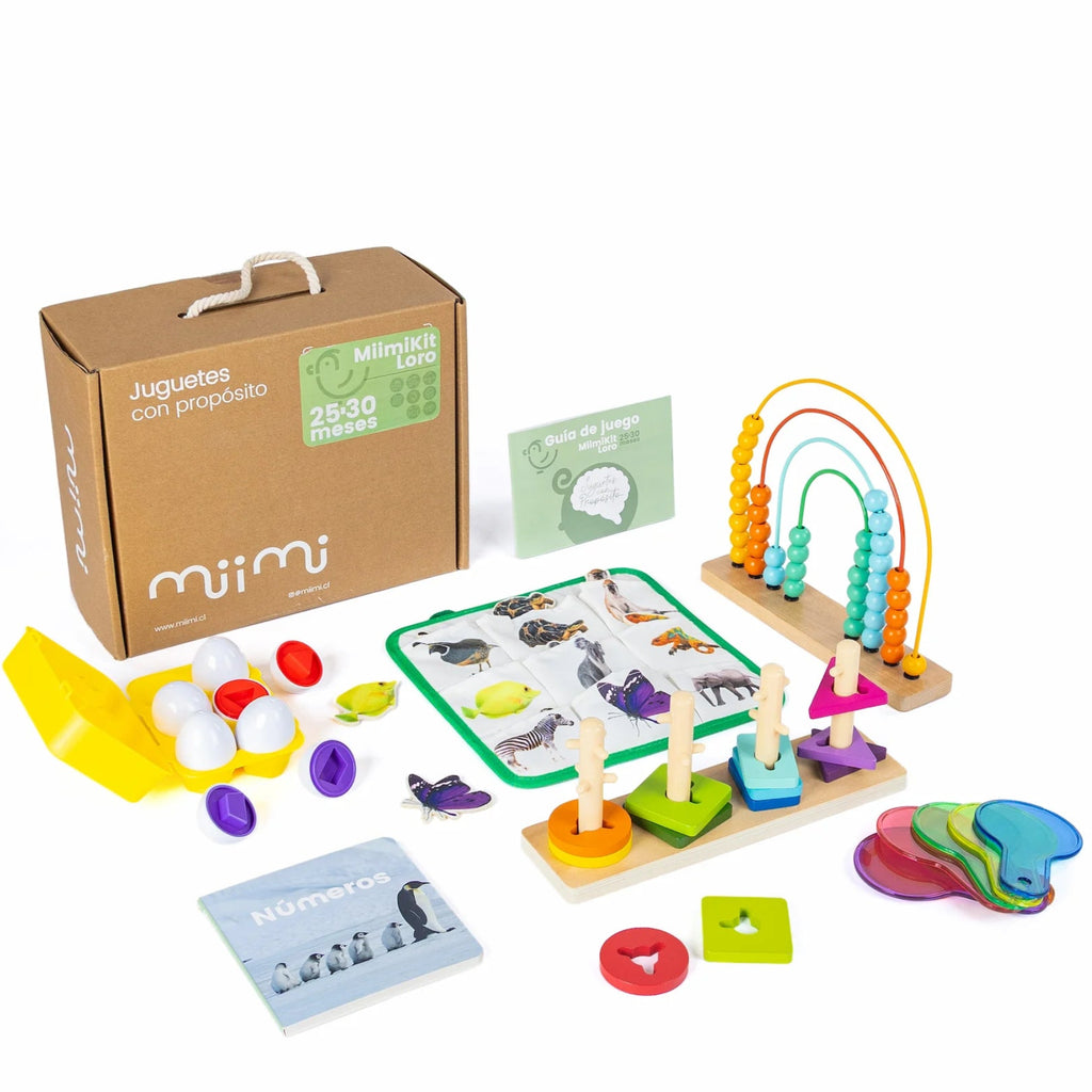 MiimiKit Loro — kit de estimulación para bebés de 25 a 30 meses